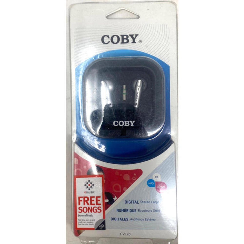 Coby Digital Stereo Earphone Lightweight In-Ear Black Silver CVE20